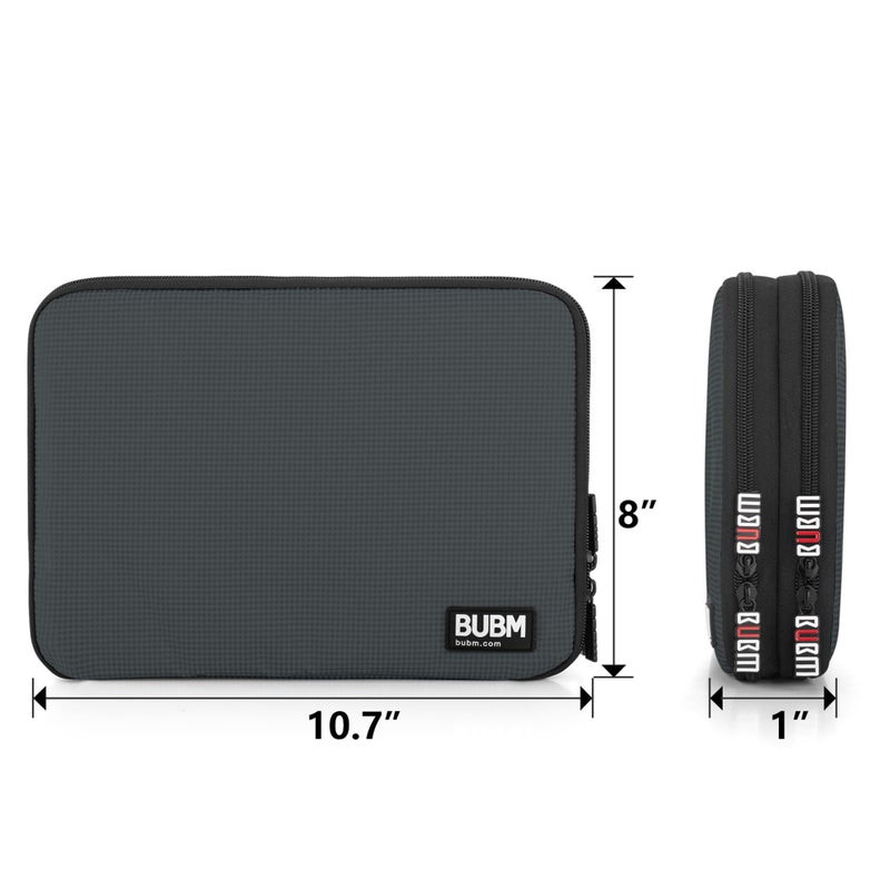 BUBM Double Layer Electronics Organizer, Travel Gadget Bag for Cables, Memory Cards, Flash Hard Drive and More, Fit for iPad or Tablet(up To 9.7")--Large, Gray - Image 5